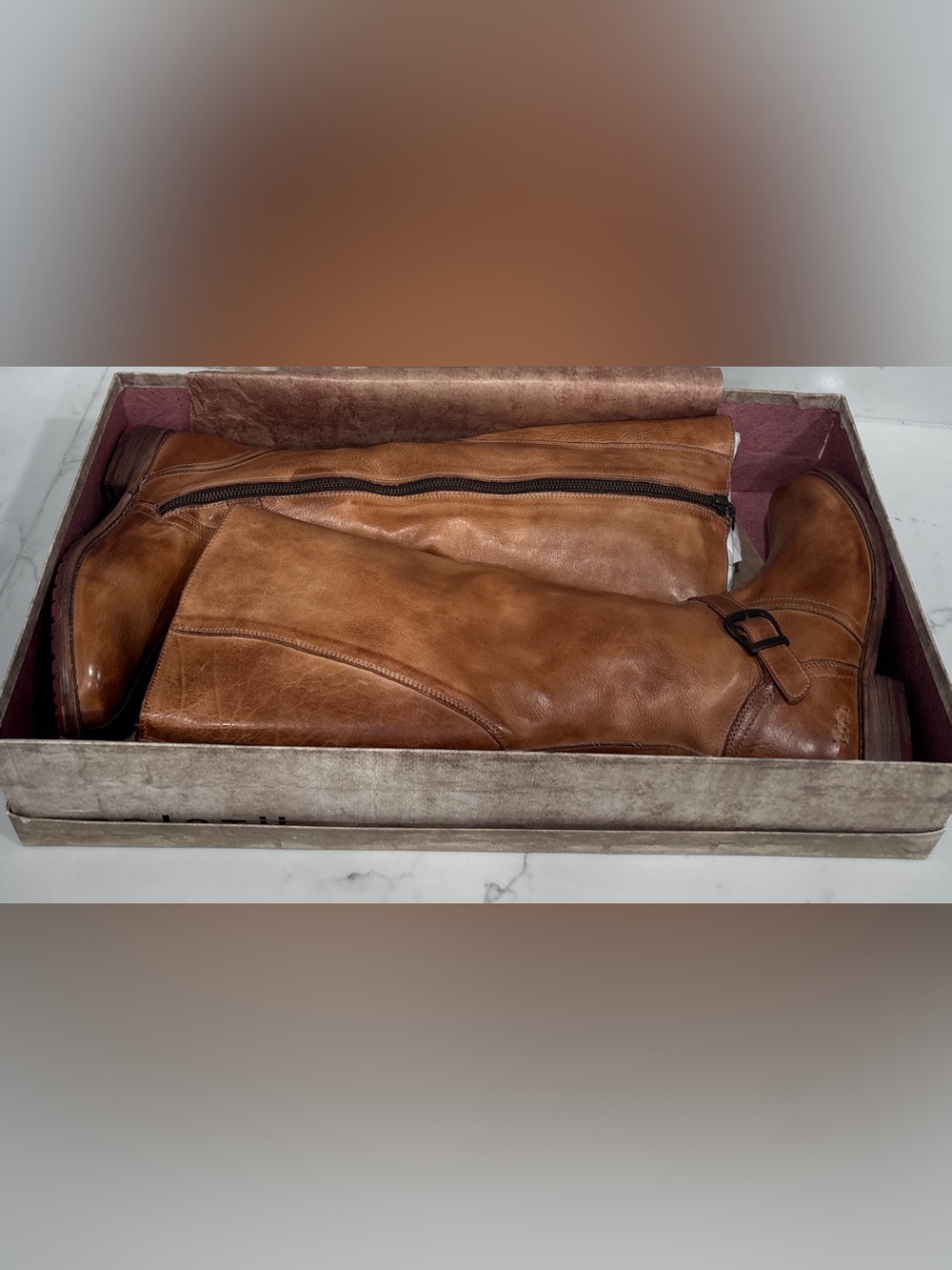 Bed Stu Glaye Wide Calf Tan Rustic Leather Boots 9.5 NEW In Box - Picture 2 of 16